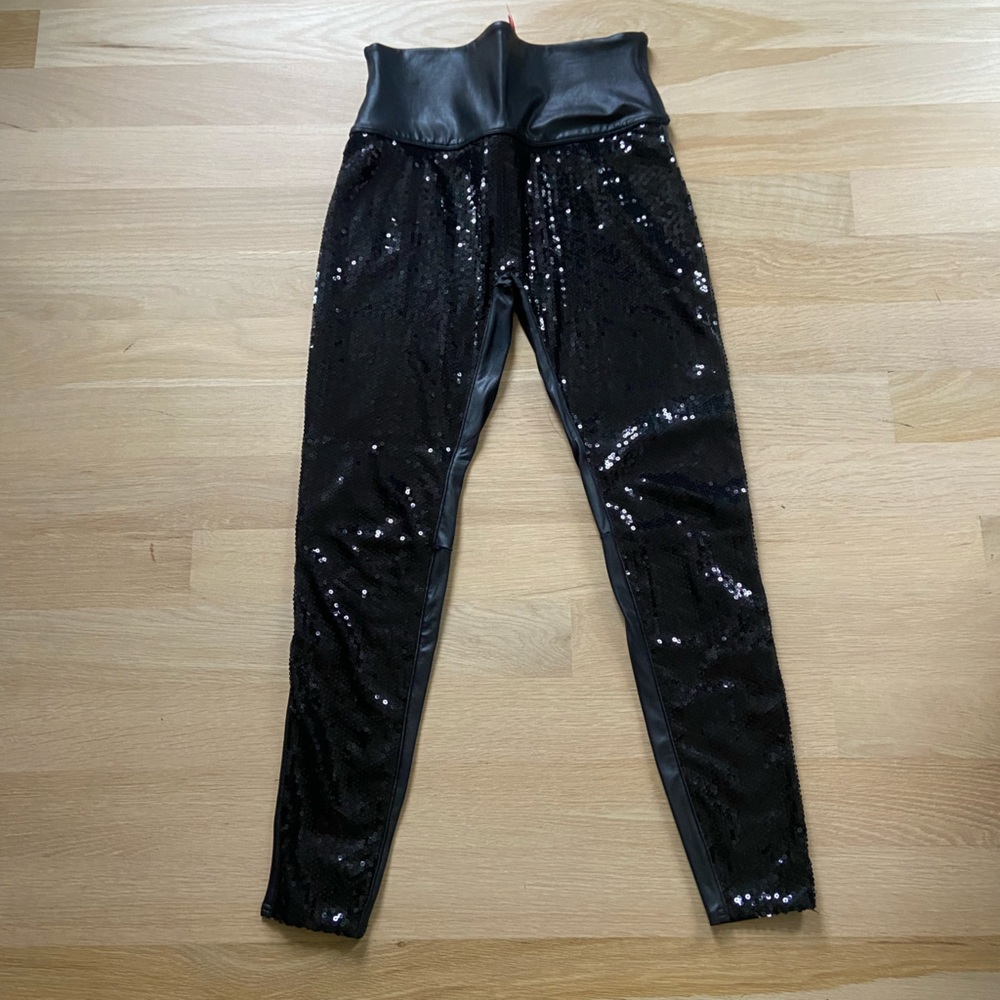 Black, sequin, spanx leggings size XL.